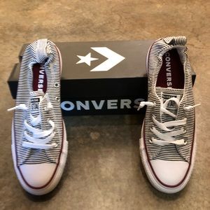 NEW Converse Ladies Black/White Stripe Sneakers